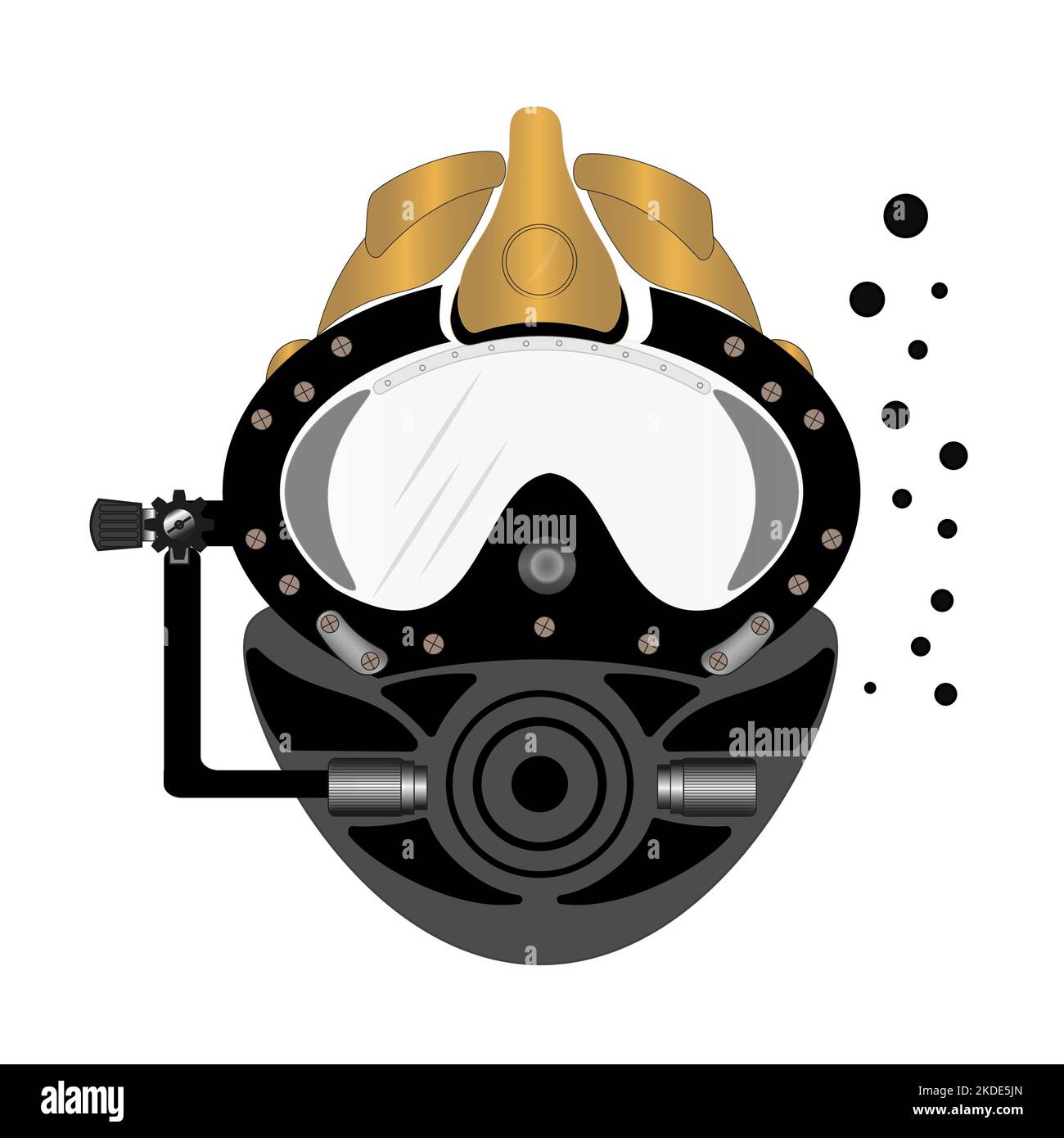 Diving helmet vector drawing - Commercial Diver Stock Vector