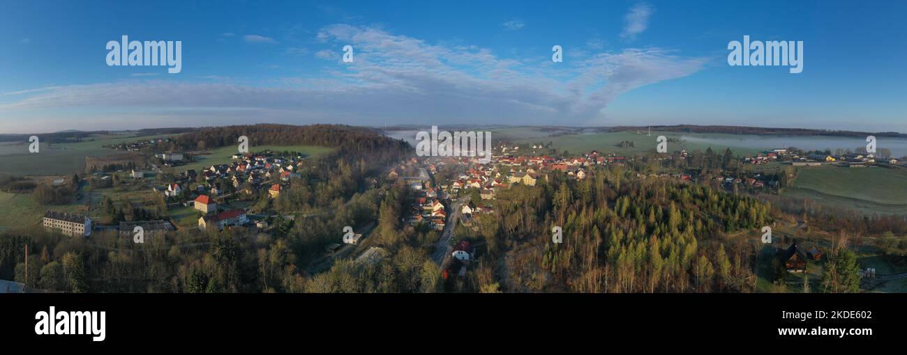 Blick über Güntersberge im Harz Selketal Stock Photo