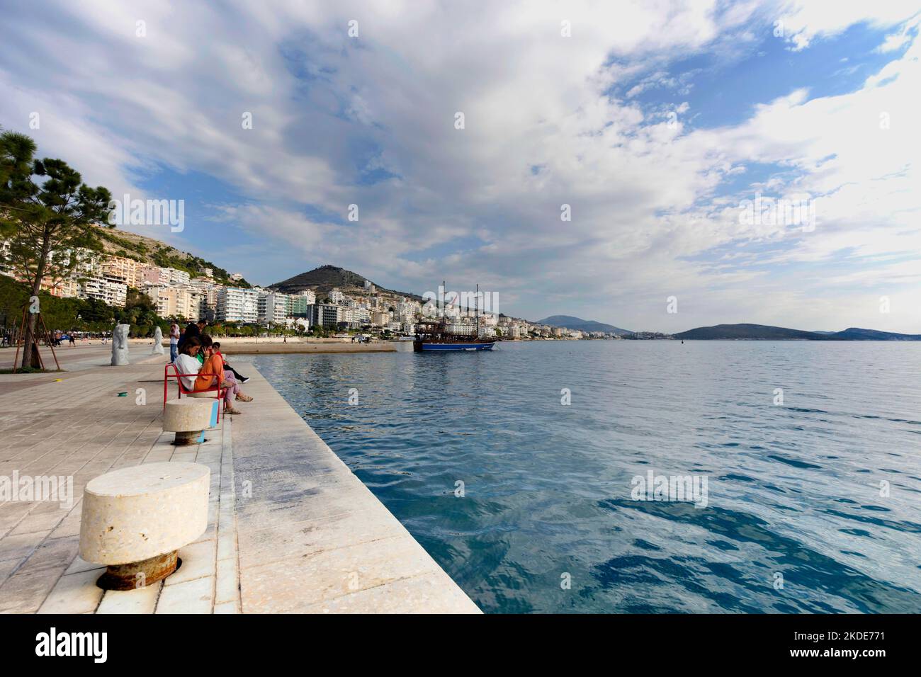 Waterfront in Saranda, Albania Stock Photo