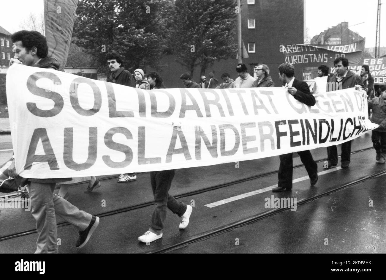 The traditional 1982 May Day procession of the trade unions, Germany