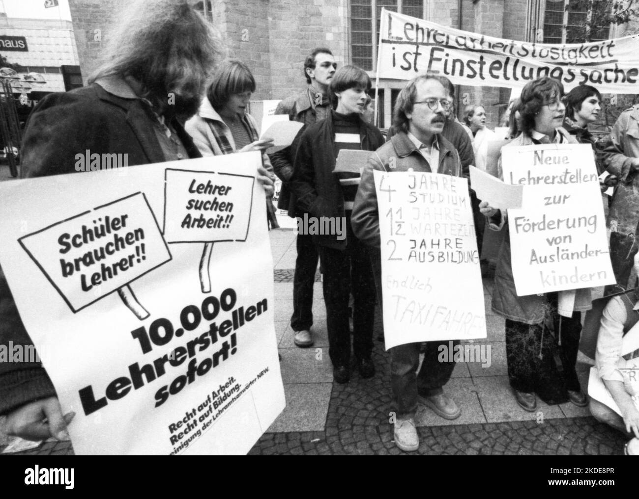 Unemployed teachers in 1982 at a protest against teacher unemployment ...