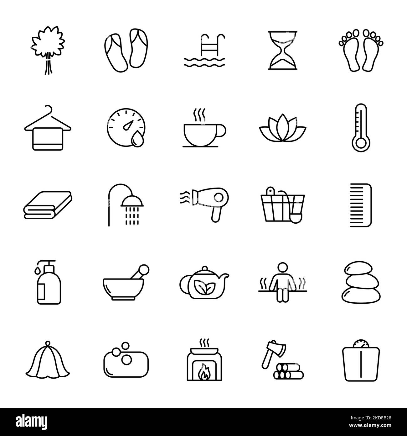spa and sauna line vector icons isolated on white Stock Vector Image ...