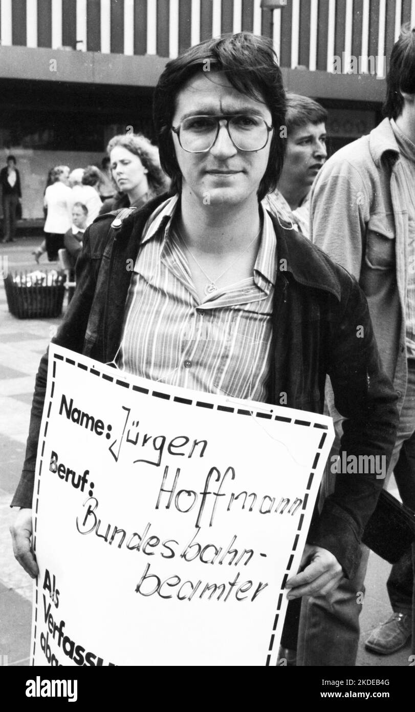 The Dortmund Regional Court's court hearing against train conductor Hans-Juergen Langmann was accompanied by protests from other victims of the Stock Photo