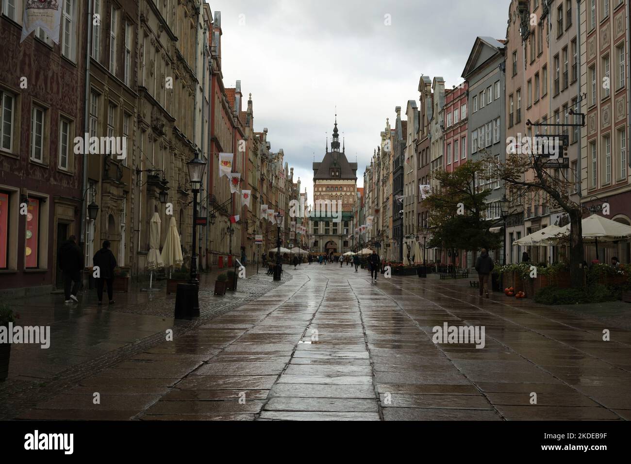 Historic buildings and city gates after rain Stock Photo