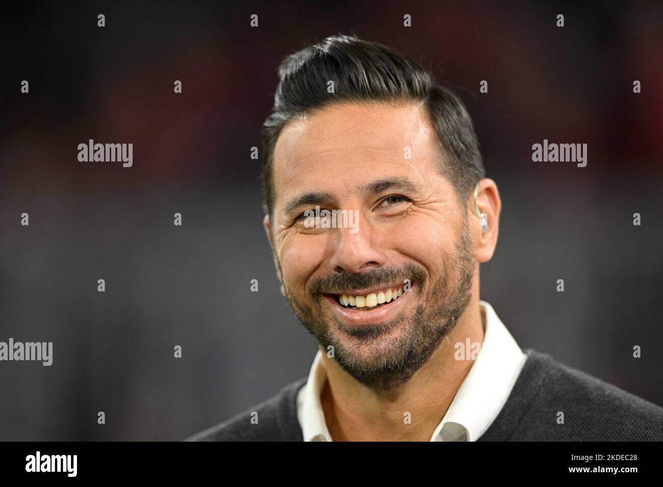 TV expert Claudio Pizarro, Allianz Arena, Munich, Bavaria, Germany Stock Photo