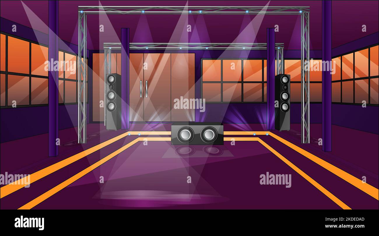 Night Out Club Background Scene with Dancefloor, Spotlights and
