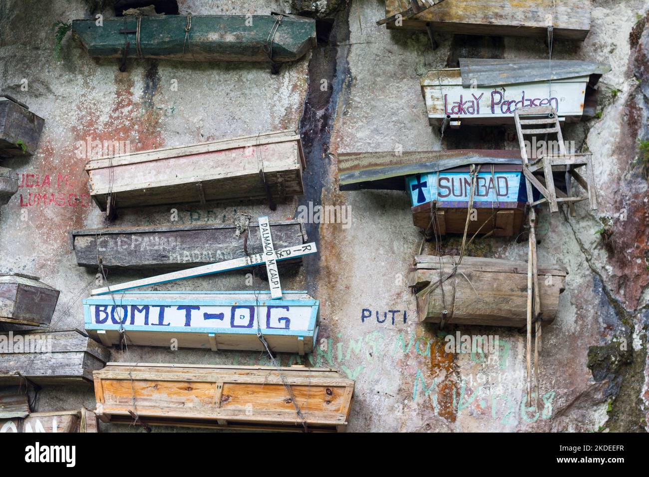 The hanging coffins of Sagada, Philippines Stock Photo