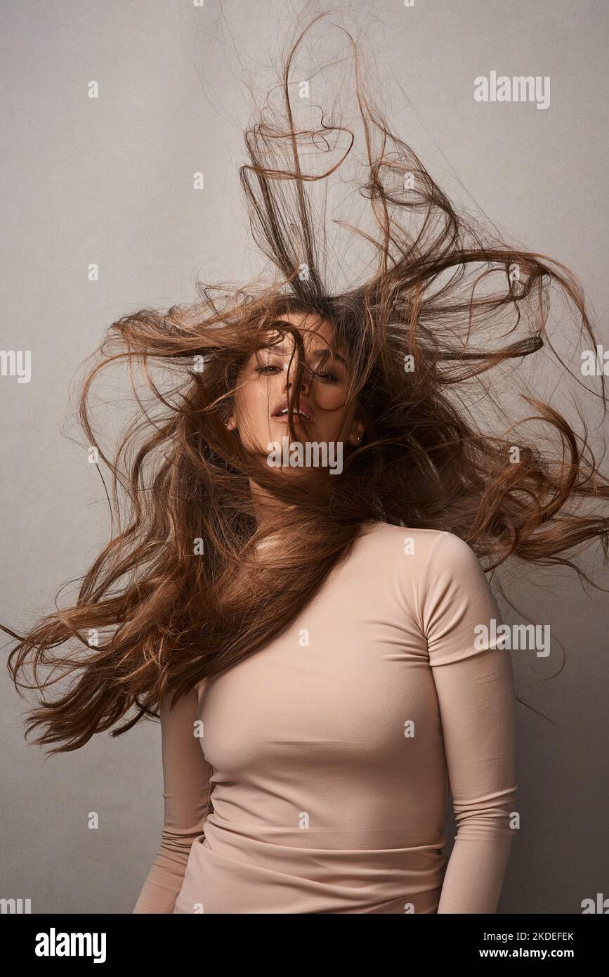 Messy hair woman hi-res stock photography and images - Alamy