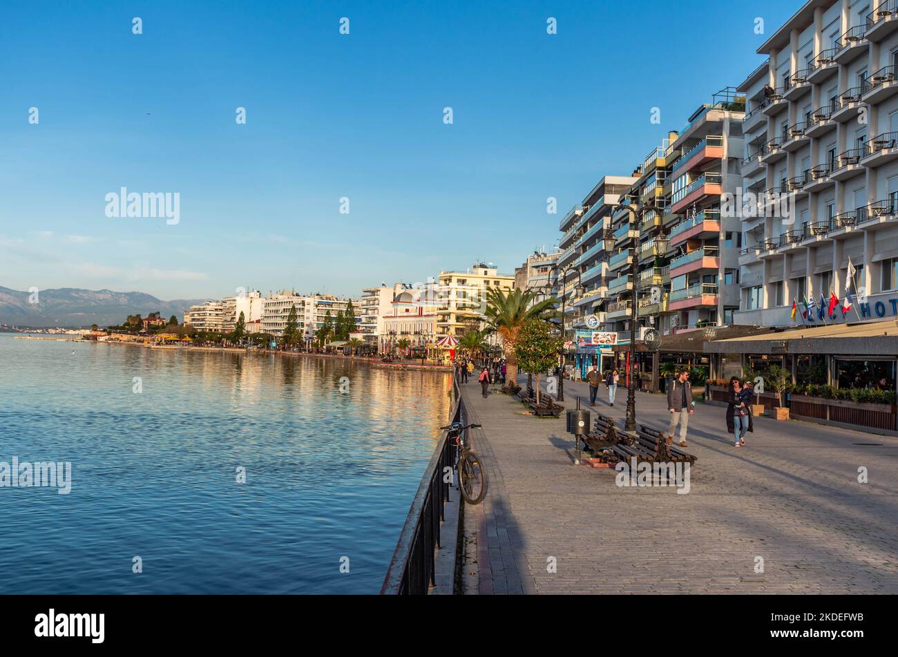 The city of Chalkida at sunset time.One of the most beautiful cities of Greece. Stock Photo