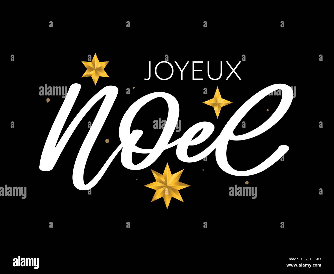 Merry Christmas in French language. Joyeux Noel modern brush vector