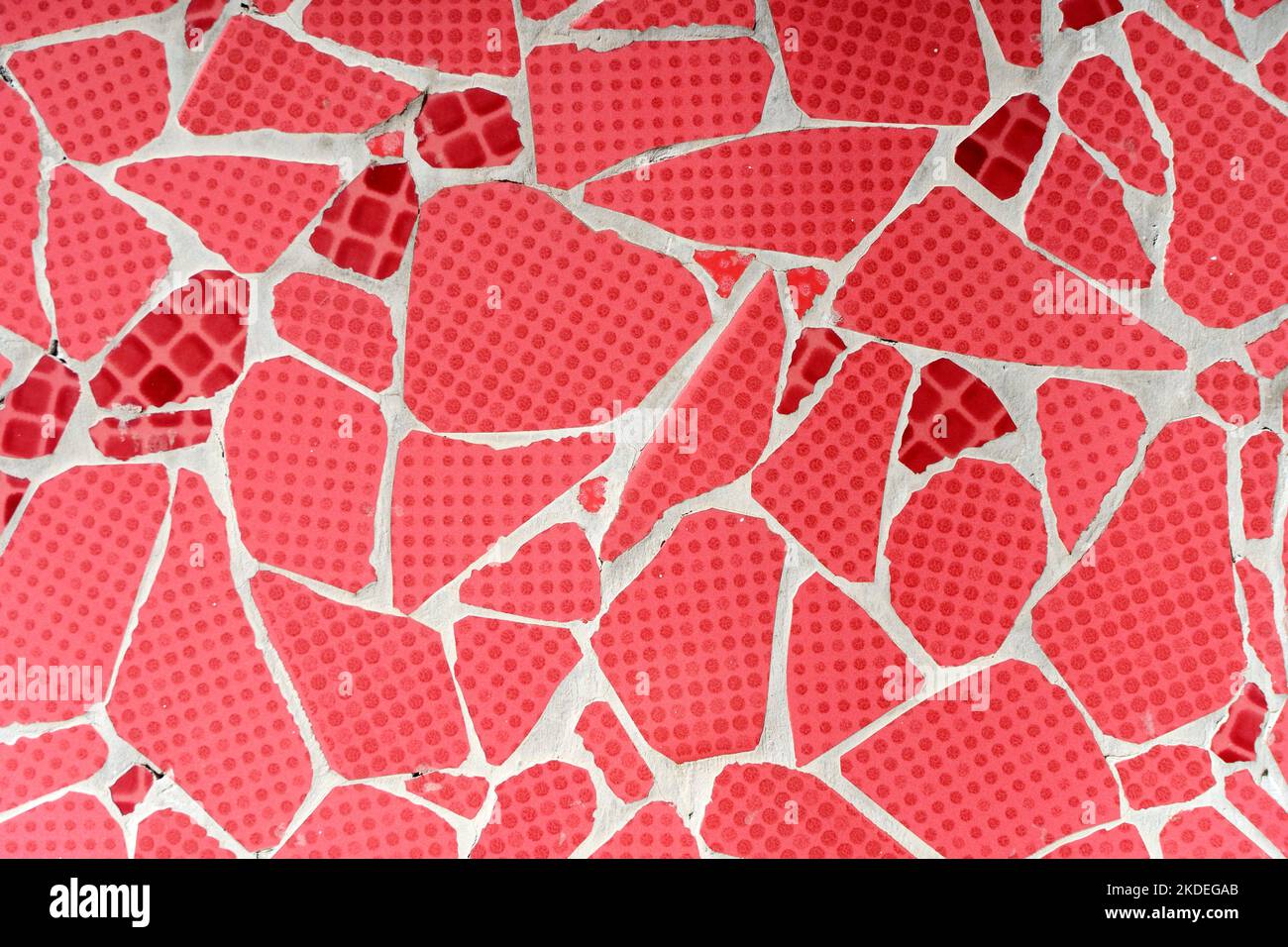 Red Ceramic Pattern Mosaic background. Red abstract pattern handmade ceramic tiles on the ...
