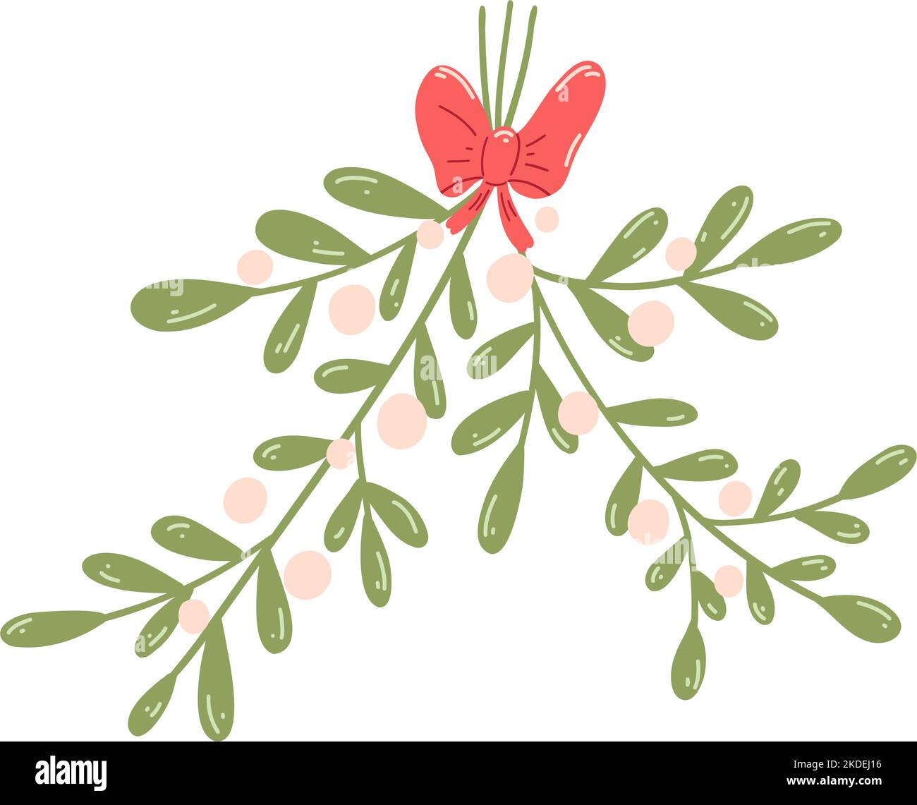 Colorful mistletoe in cartoon style. Decoration element for