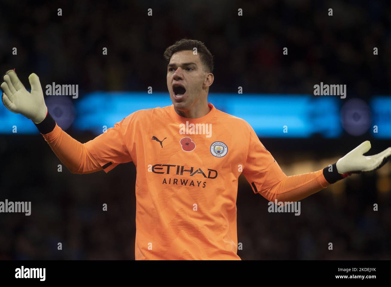 Manchester, UK. 05th Nov, 2022. MANCHESTER, ENGLAND - NOVEMBER 05: Ederson of Man City during the Premier League match between Manchester City and Fulham at the Etihad Stadium on November 5, 2022 in Manchester, United Kingdom. (Photo by Richard Callis/SPP/ ) (Foto: Richard Callis/Sports Press Photo/C - ONE HOUR DEADLINE - ONLY ACTIVATE FTP IF IMAGES LESS THAN ONE HOUR OLD - Alamy) Credit: SPP Sport Press Photo. /Alamy Live News Stock Photo