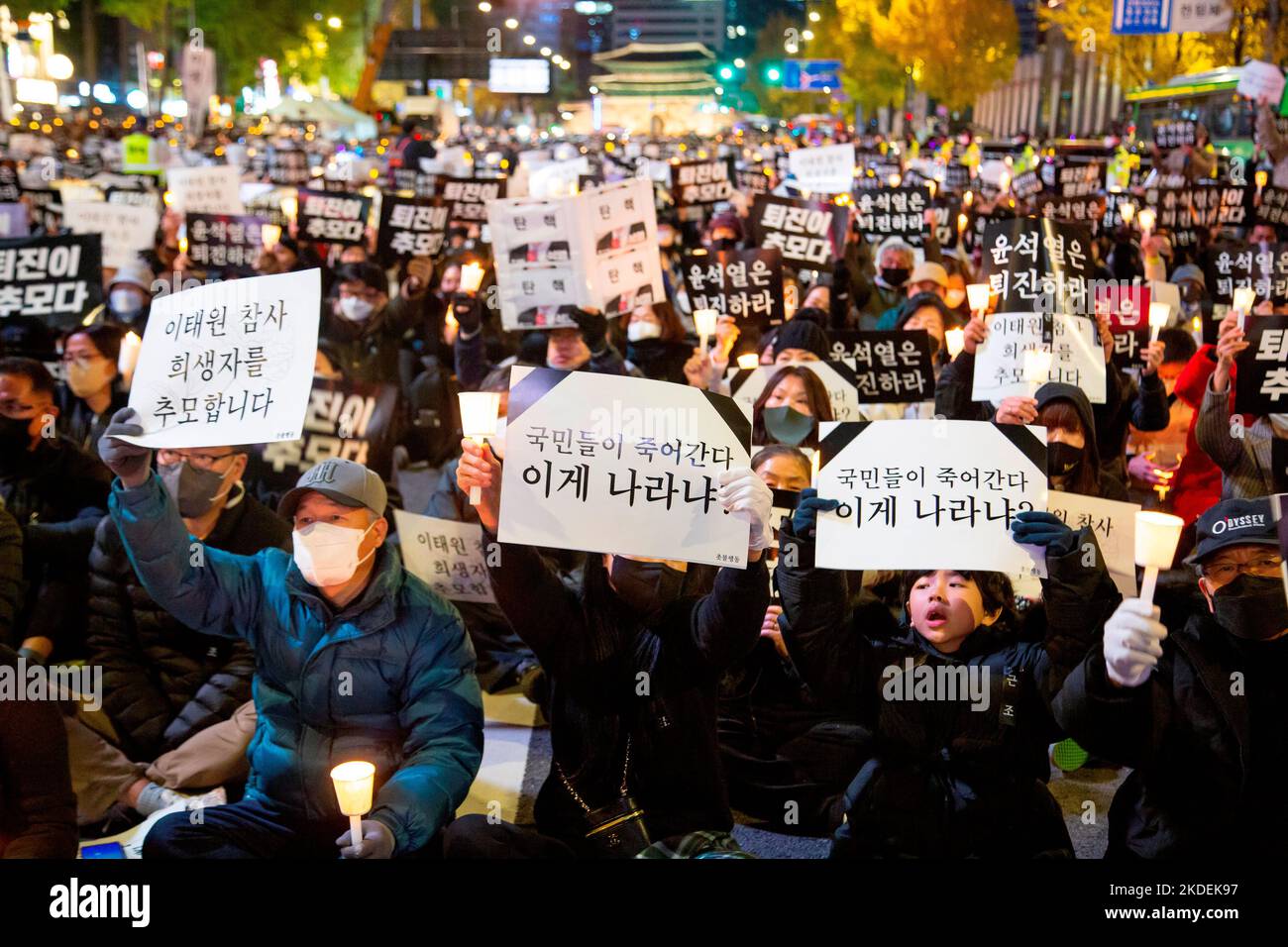People mourn for the victims of the Halloween crowd crush, November 5, 2022 People participate