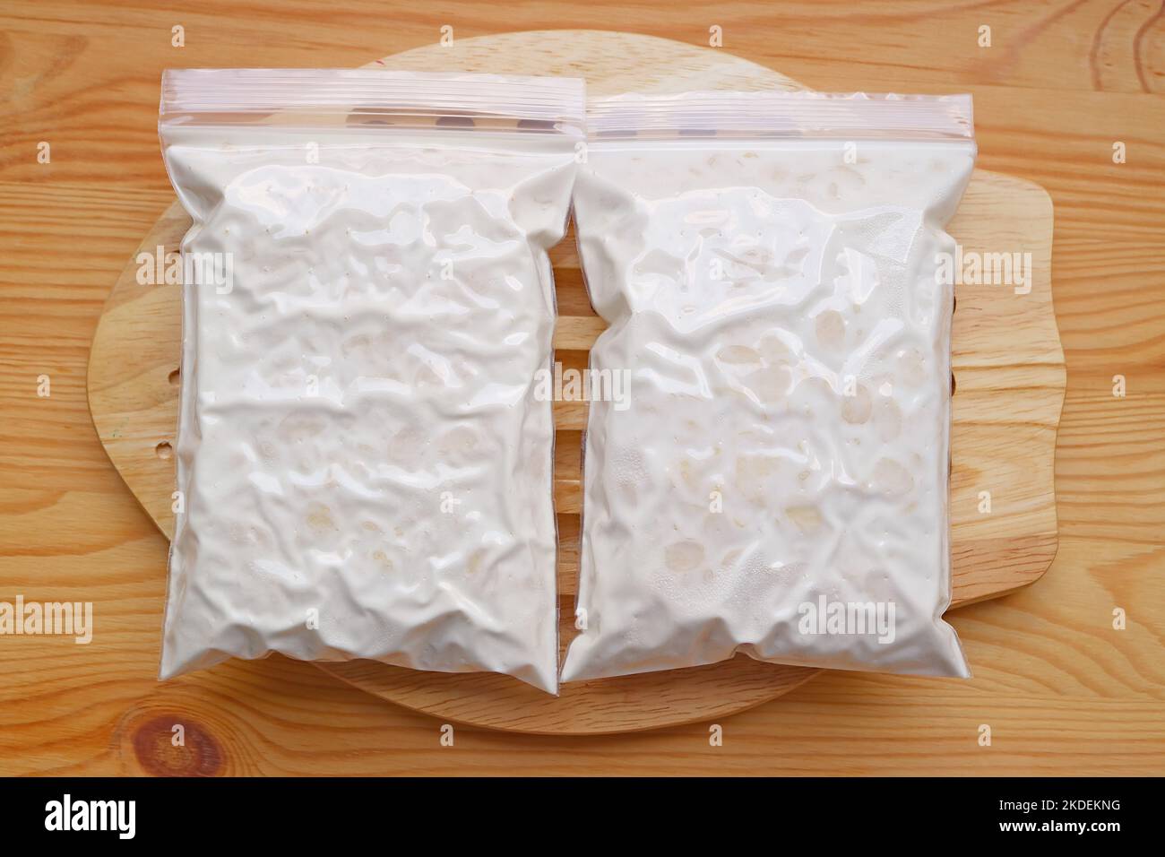 Tempeh Ready after Soybeans Fermented in Perforated Bags Covered with