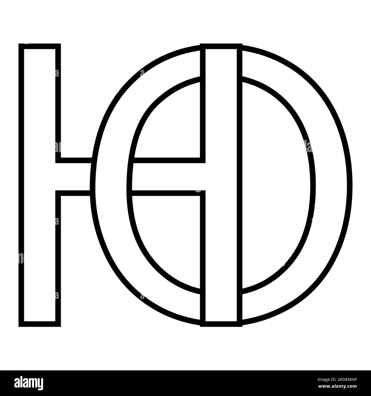 Logo sign ho oh icon, nft interlaced letters o h Stock Vector