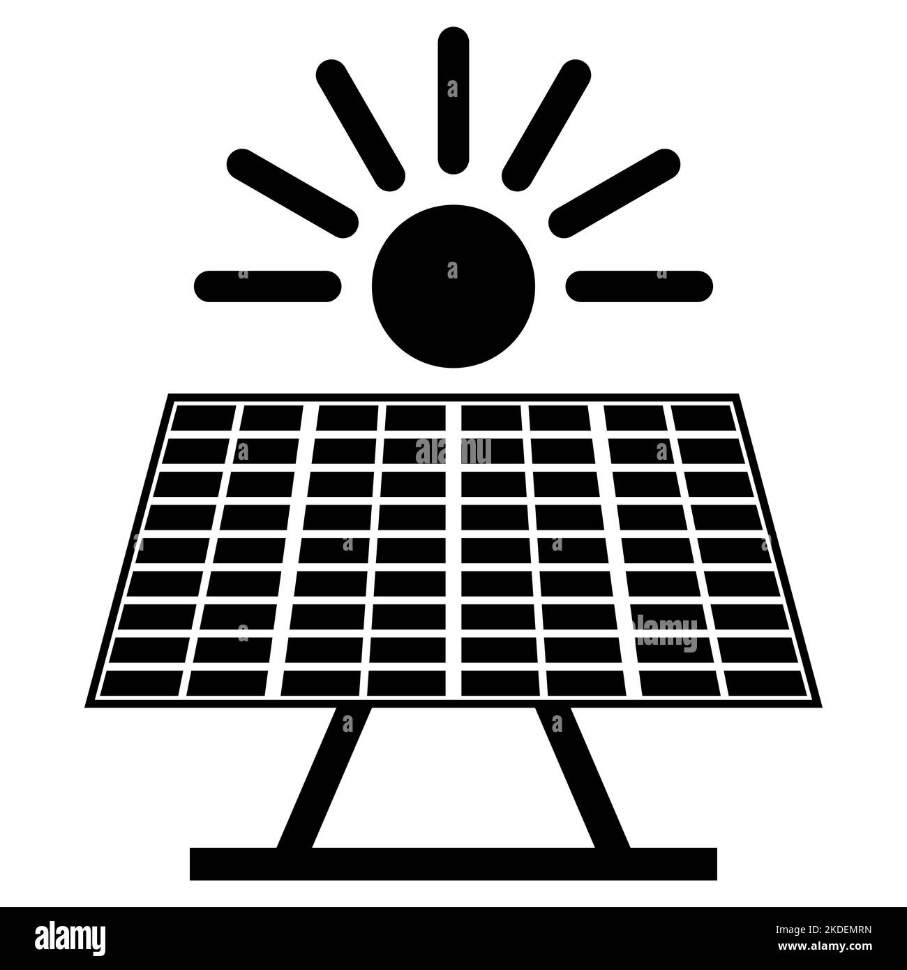 Solar panel icon, photovoltaic sun energy, generator roof installation sunlight Stock Vector