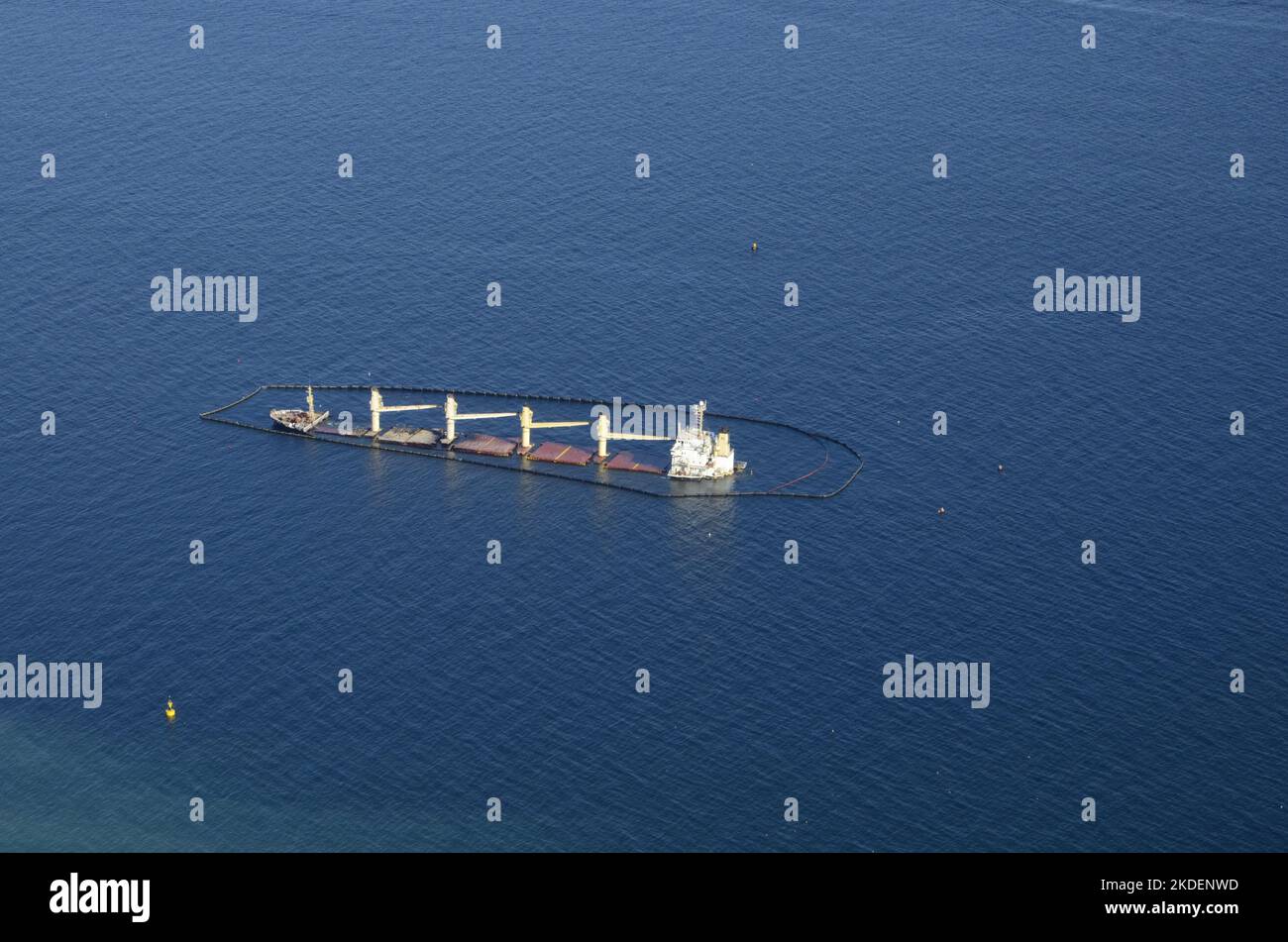 Sunken tanker in Gibraltar bay Stock Photo