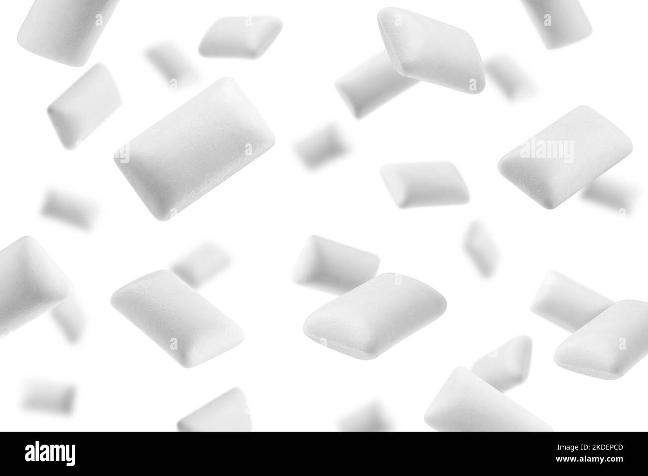 Falling chewing gum isolated on white background, selective focus Stock Photo Alamy