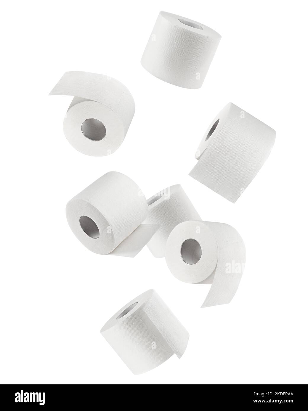 Falling Toilet paper isolated on white background, clipping path, full