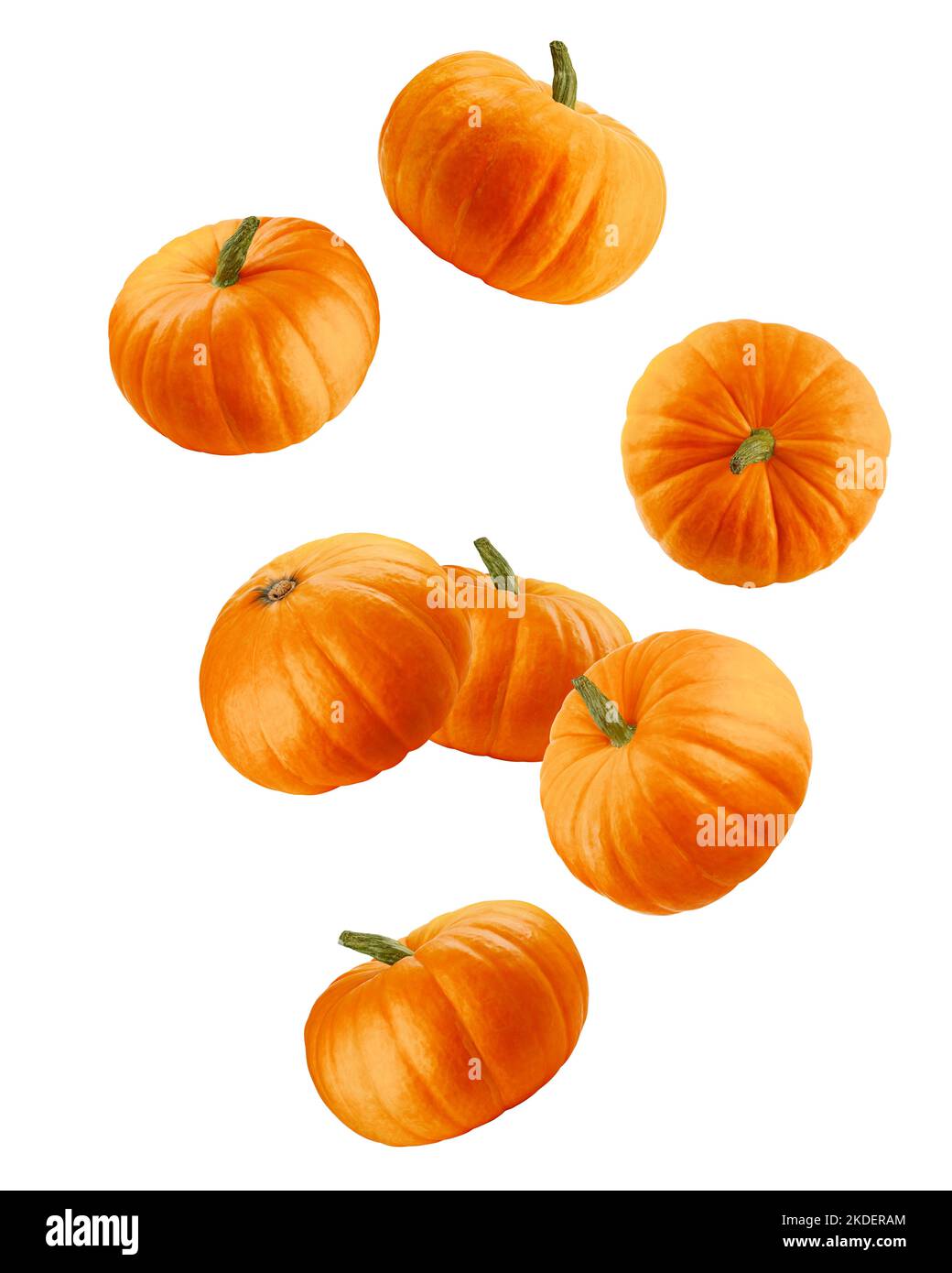 Falling Pumpkin isolated on white background, clipping path, full depth of field Stock Photo