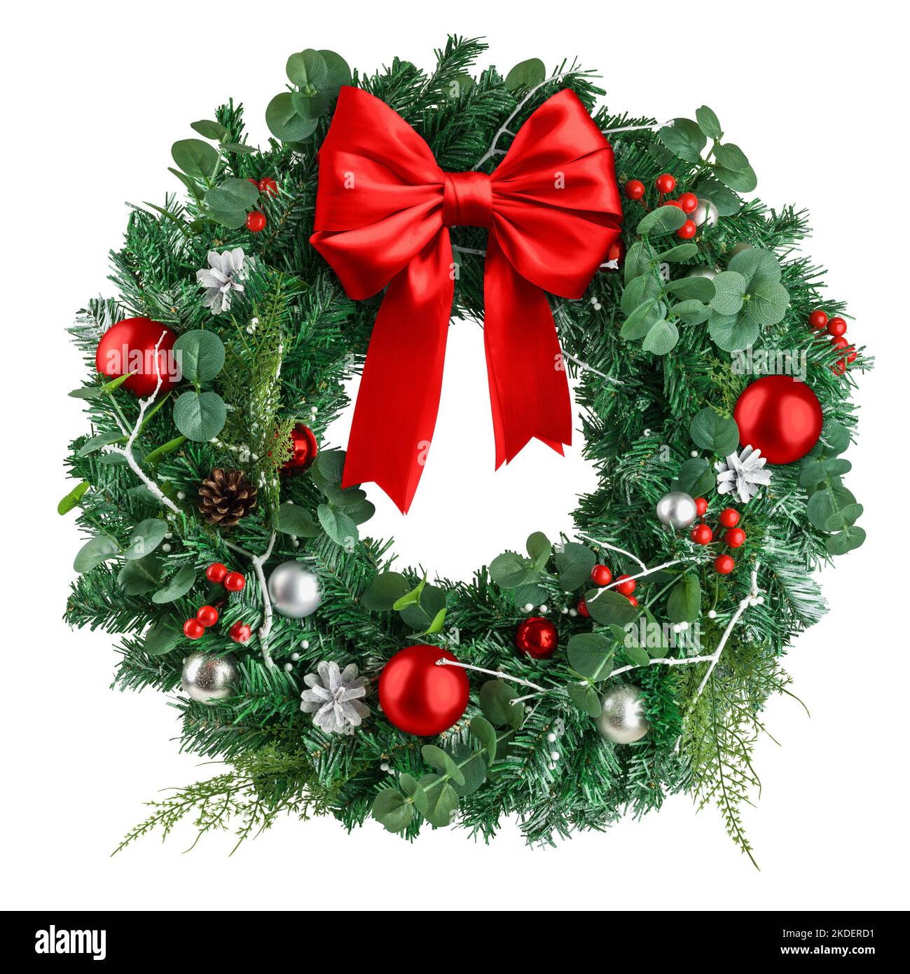 Christmas Wreath With Red Bow 