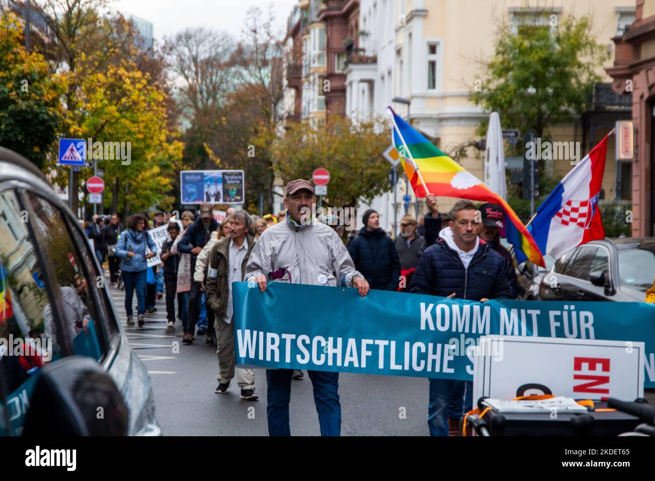 Demonstration in Frankfurt am Main unter dem Motto Komm mit für wirtschaftliche Sicherheit und Frieden Stock Photo