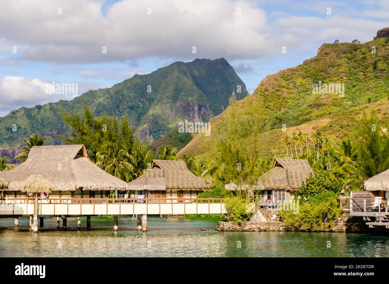 Overwater bungalows, Moorea, French Polynesia Stock Photo Alamy