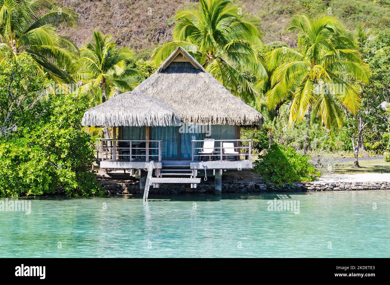 Overwater bungalows, Moorea, French Polynesia Stock Photo Alamy