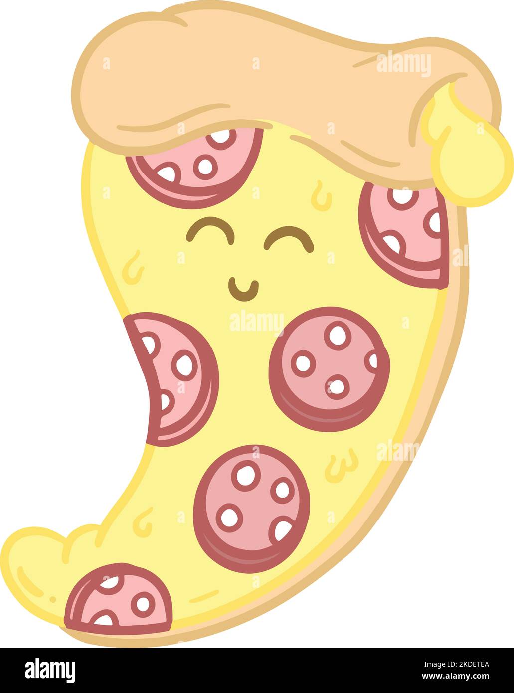 Cute Cartoon Pizza Slice Pepperoni Emoji Face Illustration for a Mascot