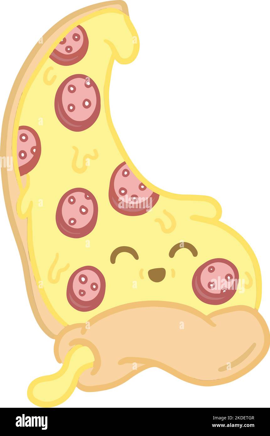 Cute Cartoon Pizza Slice Pepperoni Emoji Face Illustration for a Mascot