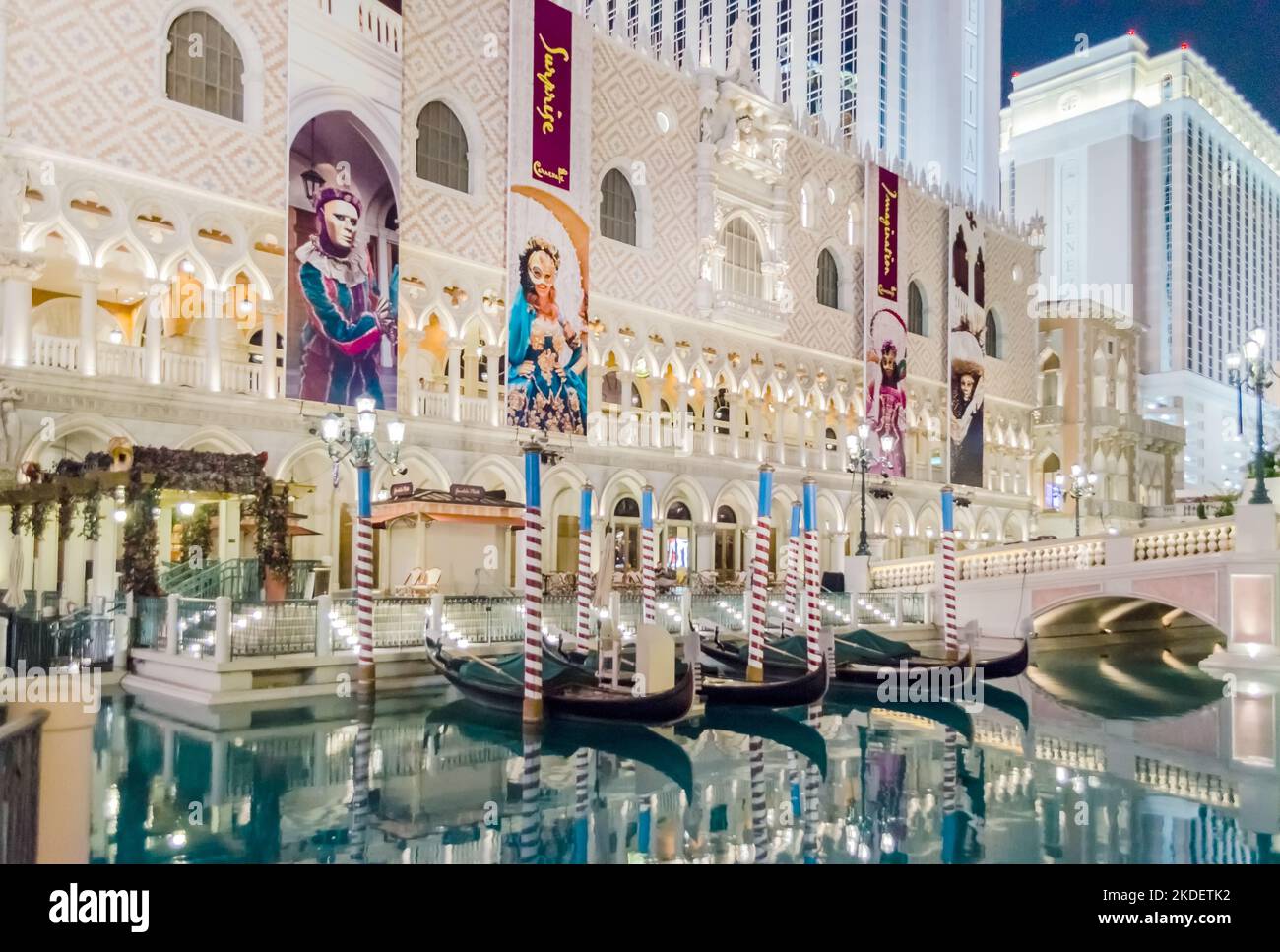 LAS VEGAS - AUGUST 18: Gondola Rides at The Venetian Luxury Hotel and Casino in Las Vegas on August 18, 2012. The Venetian resort complex is the world Stock Photo
