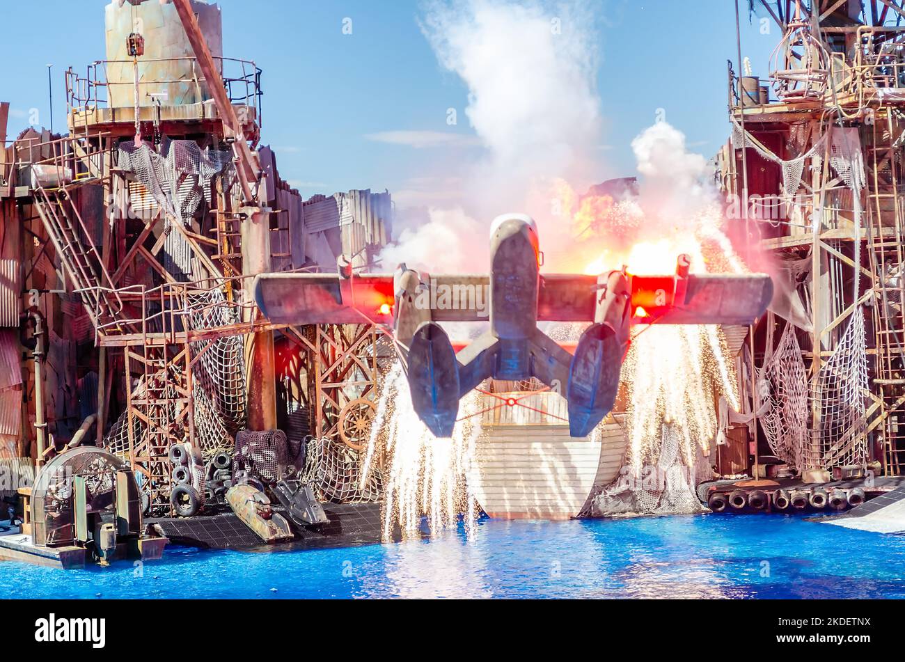 HOLLYWOOD AUGUST 28 Aircraft exploding in the live stunt show called