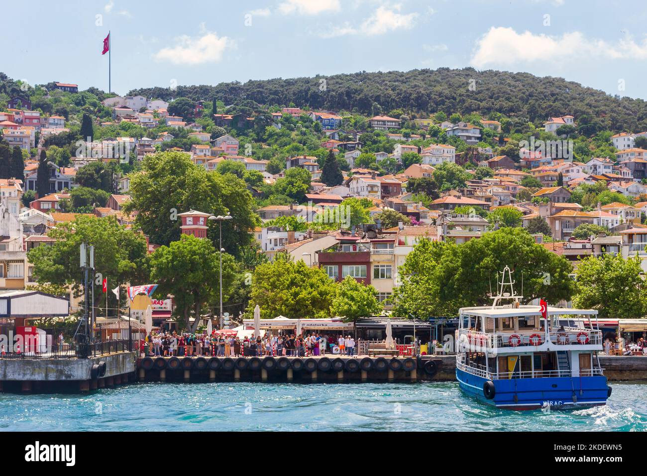 View of the coast of Heybeliada island (Chalki in Greek), the 2nd largest of Prince Islands, in Sea of Marmara, off the coast of Istanbul, Turkey. Stock Photo