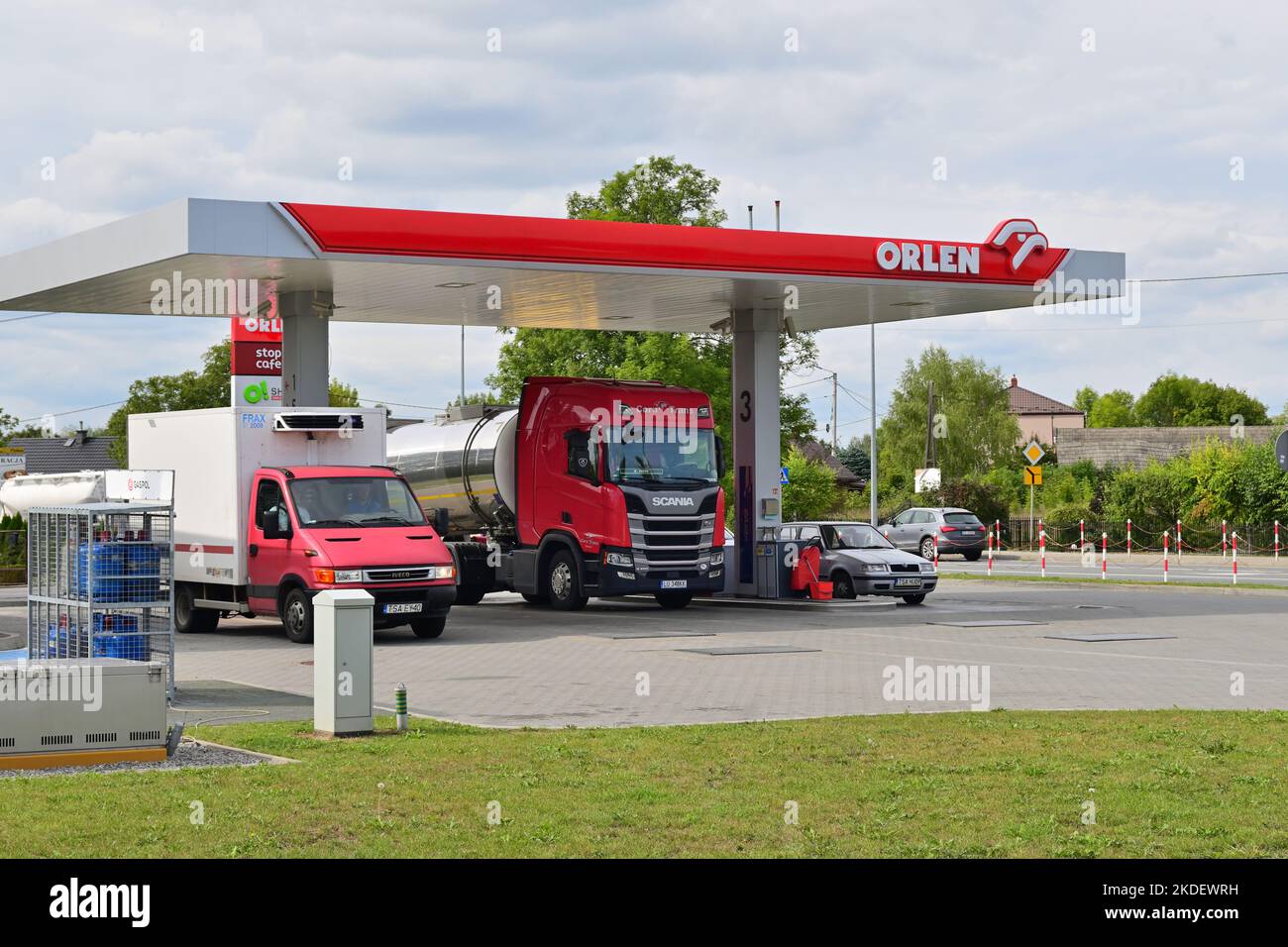 Annopol, Poland - September 13, 2022: Orlen Fuel Station in Annopol. Orlen chain of gas stations is owned by the Polish oil concern PKN ORLEN, one of Stock Photo