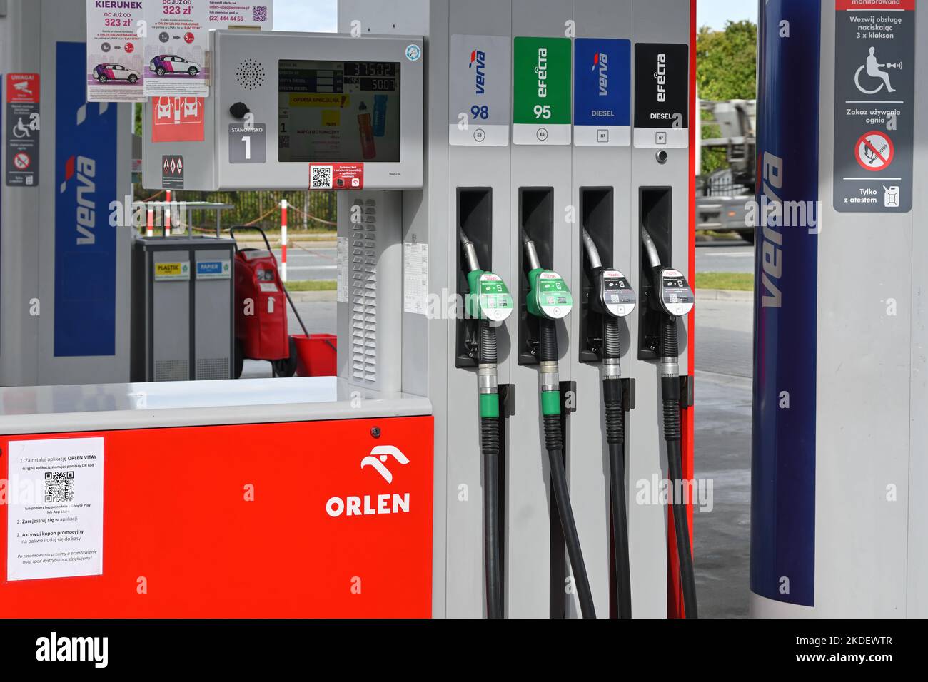 Annopol, Poland - September 13, 2022: Petrol pump on a PKN Orlen gas station in Poland Stock Photo