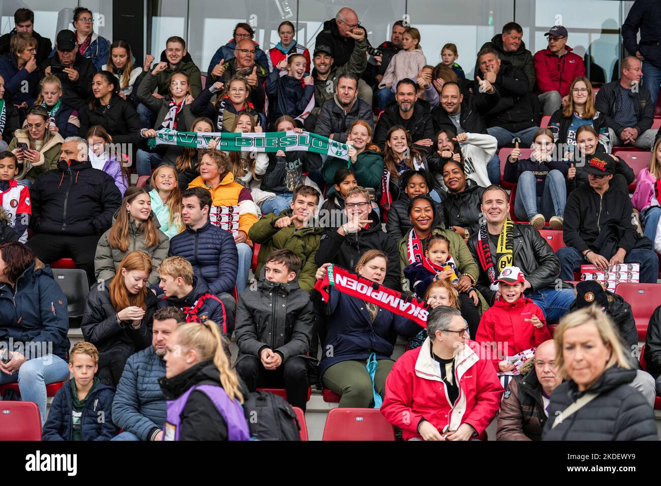 Rotterdam - Supporters of Feyenoord during the match between Feyenoord V1 v Ajax V1 at Nieuw Varkenoord on 6 November 2022 in Rotterdam, Netherlands. (Box to Box Pictures/Tom Bode) Stock Photo