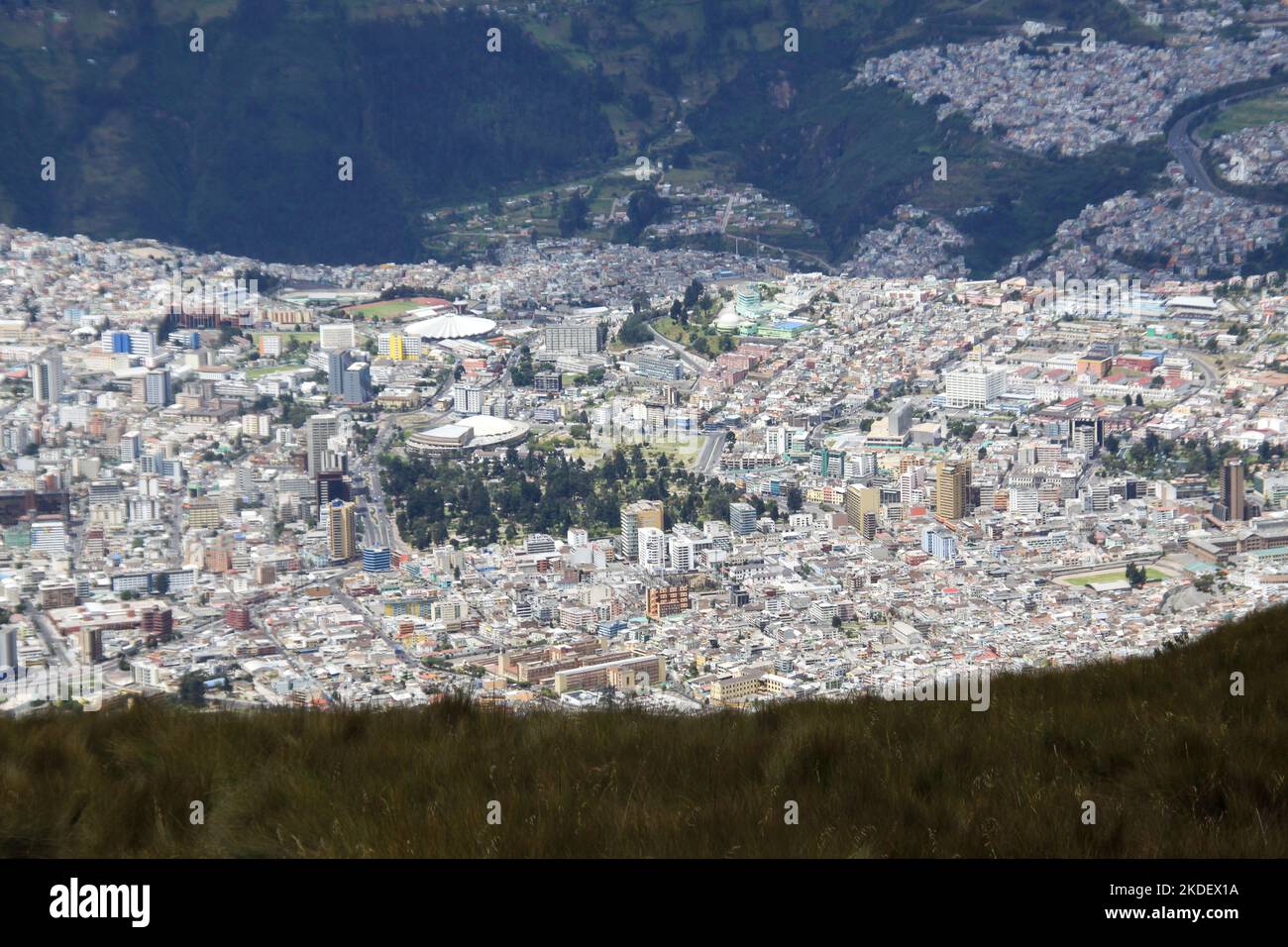 Elevated View of the city of Quito, Ecuador Stock Photo