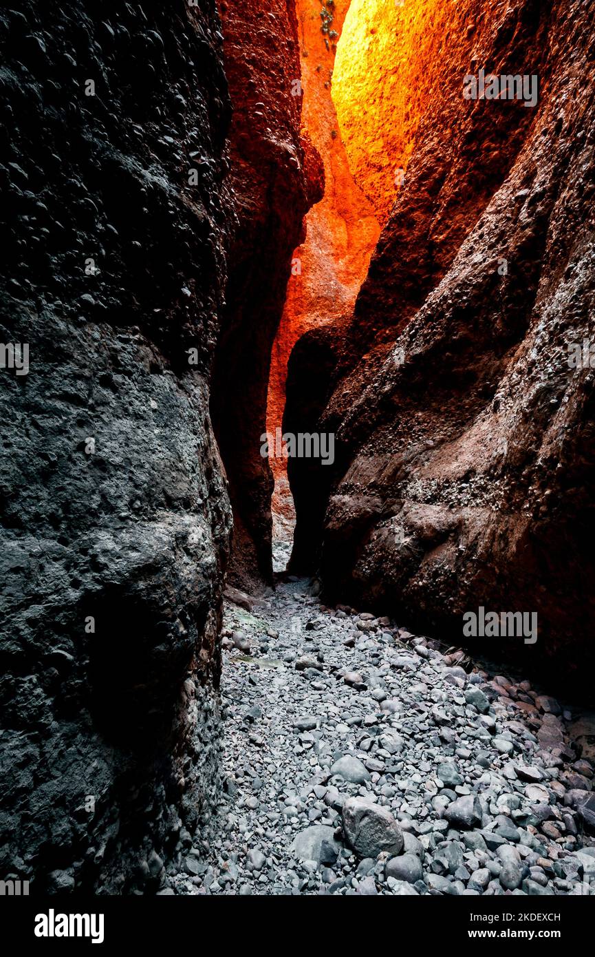 Outstanding Echidna Chasm glowing in the sunlight at noon. Stock Photo