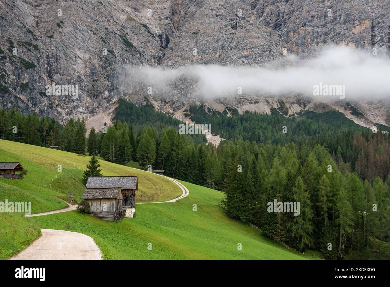 Hiking the nature park fanes prags in the dolomite alps hi-res stock ...
