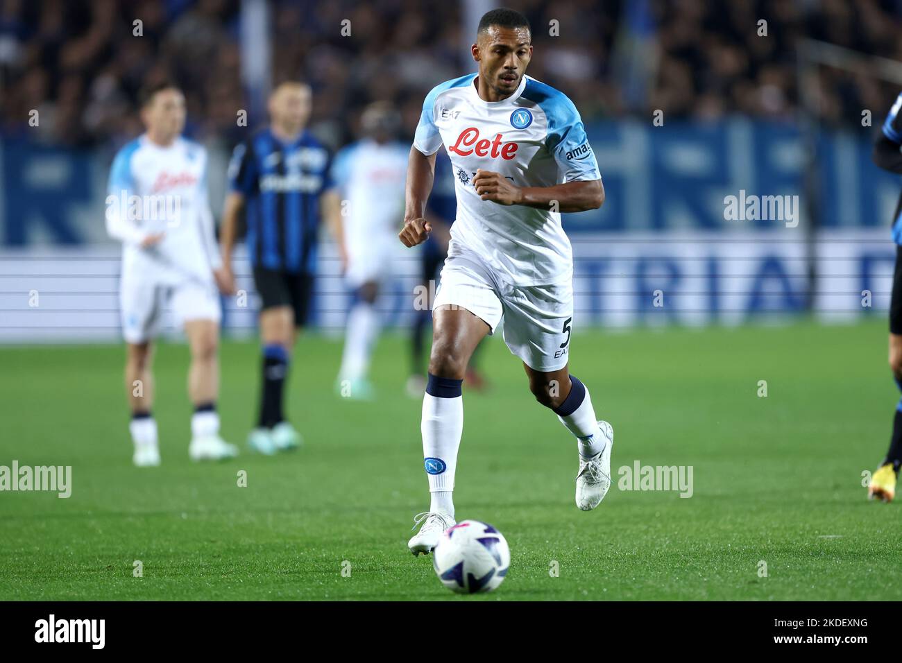 Juan Jesus of Ssc Napoli in action during the Serie A match beetween Atalanta Bc and Ssc Napoli at Gewiss Stadium on November 5, 2022 in Bergamo, Italy . Stock Photo