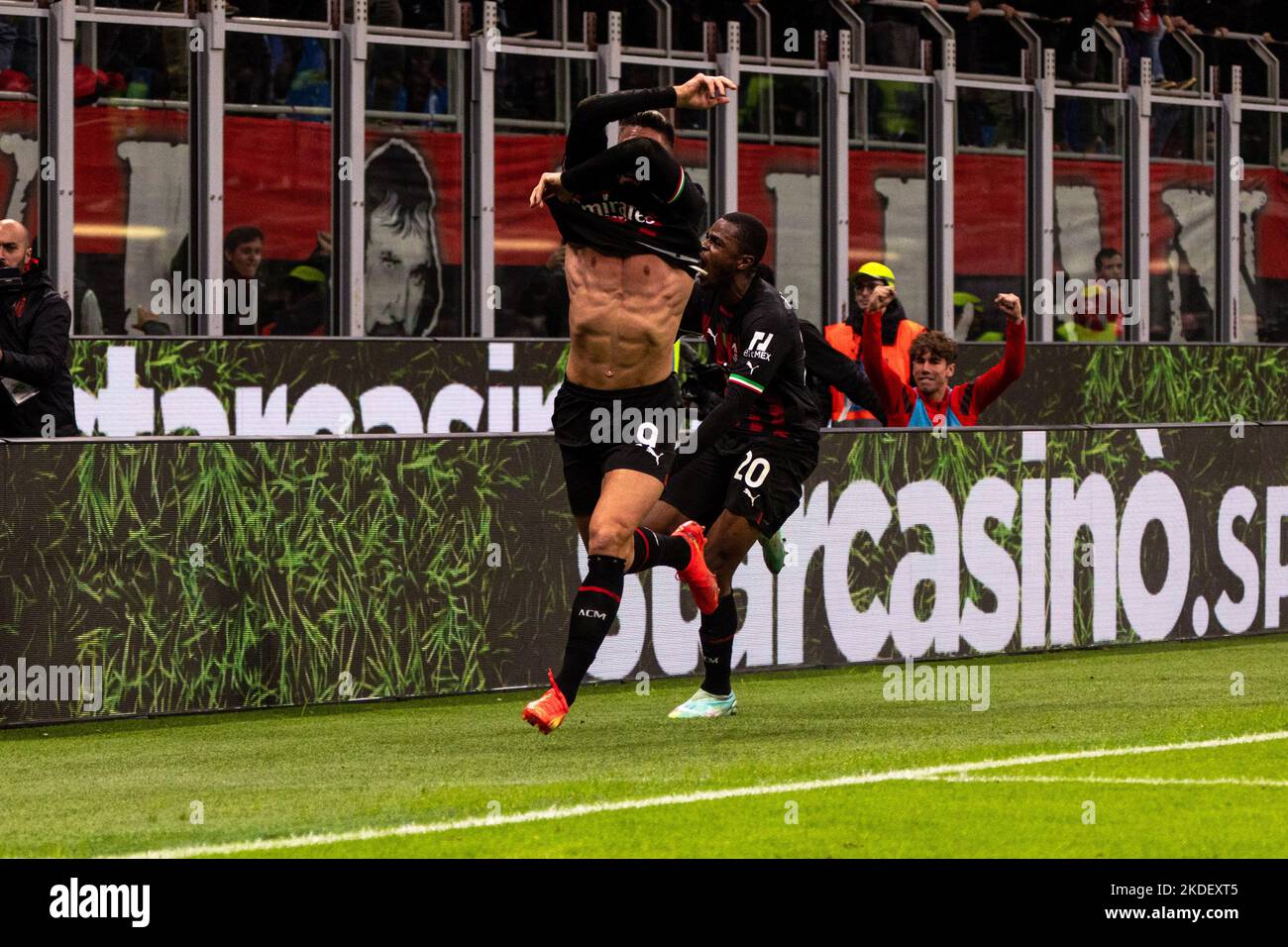 Serie a football match between AC Milan and Spezia Calcio at Giuseppe Meazza stadium in San Siro, on November 5 2022 Stock Photo