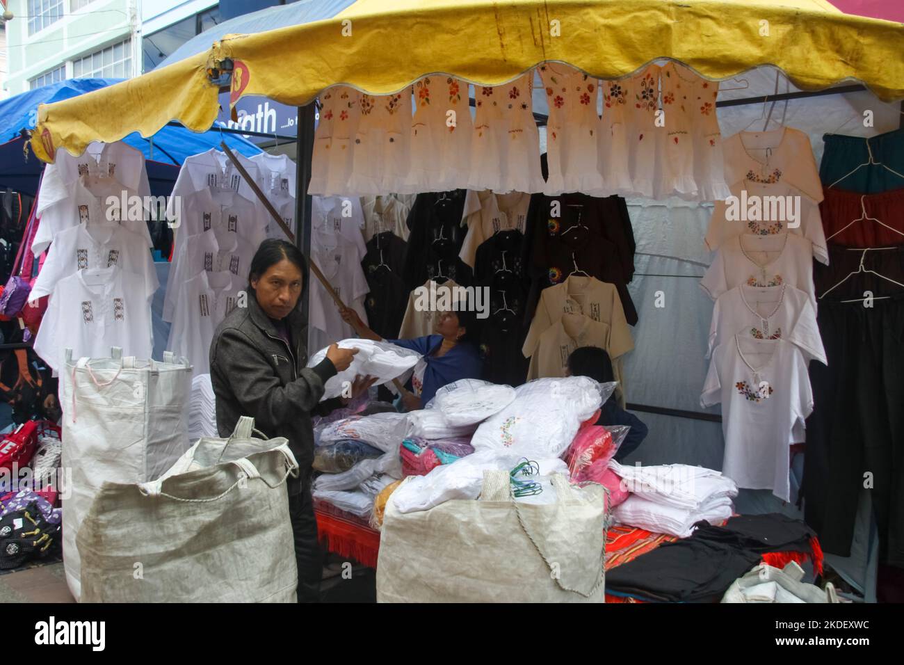 embroidered Shirts at Traditional handicraft market at Otavalo
