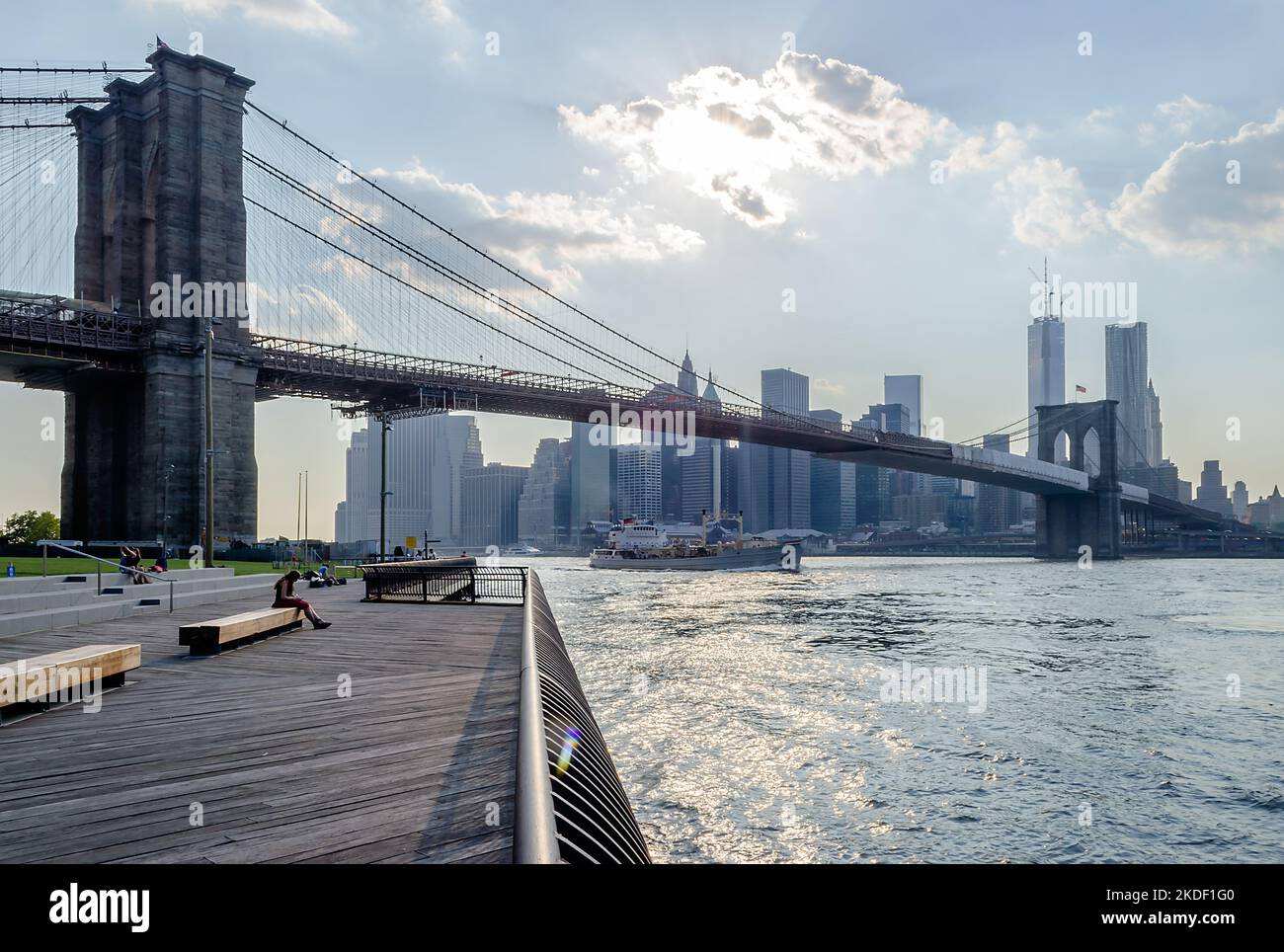 The iconic Brooklyn Bridge, one of the major landmarks in