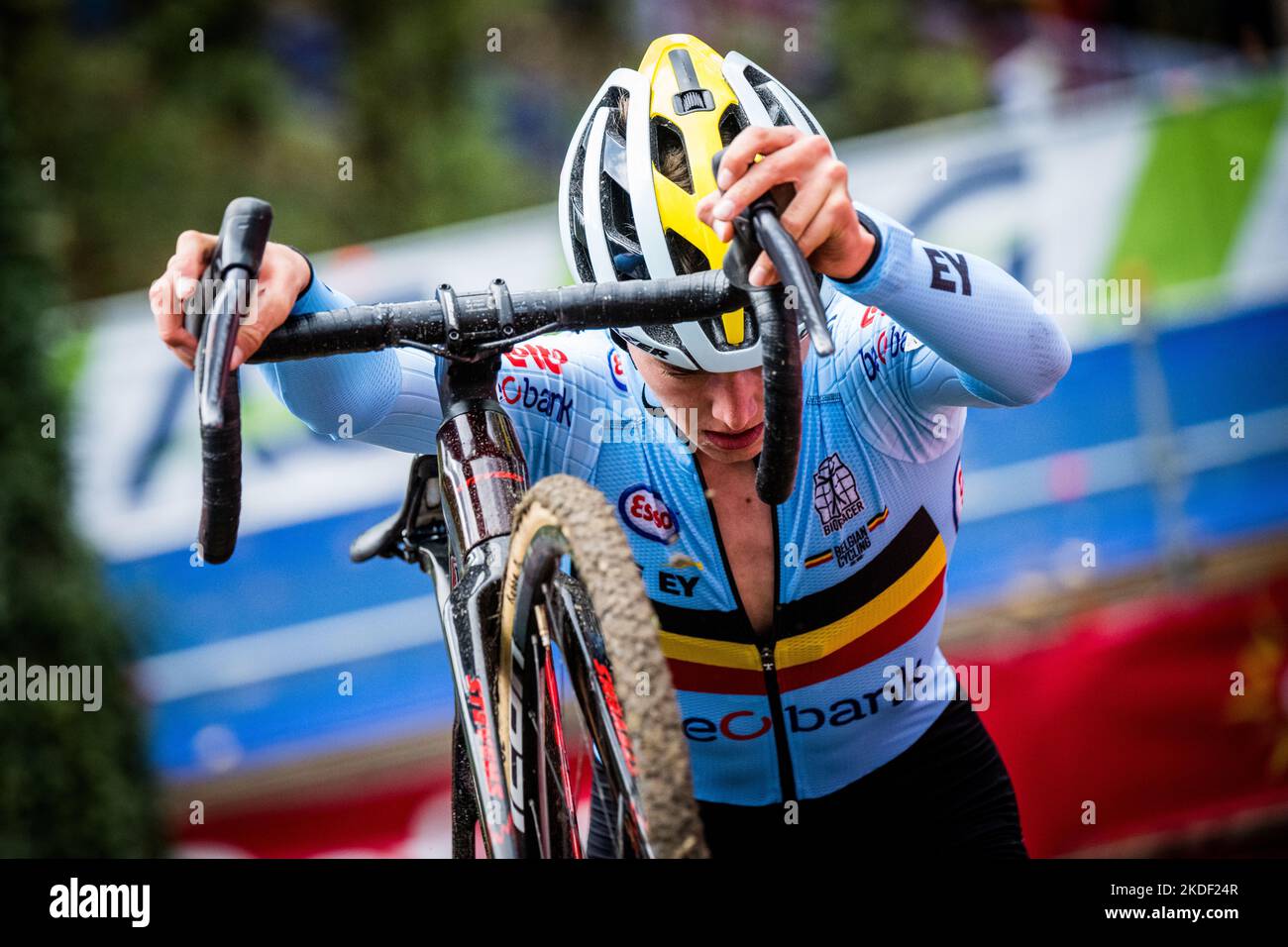 Belgian Robbe Marchand pictured in action during the junior men race at ...