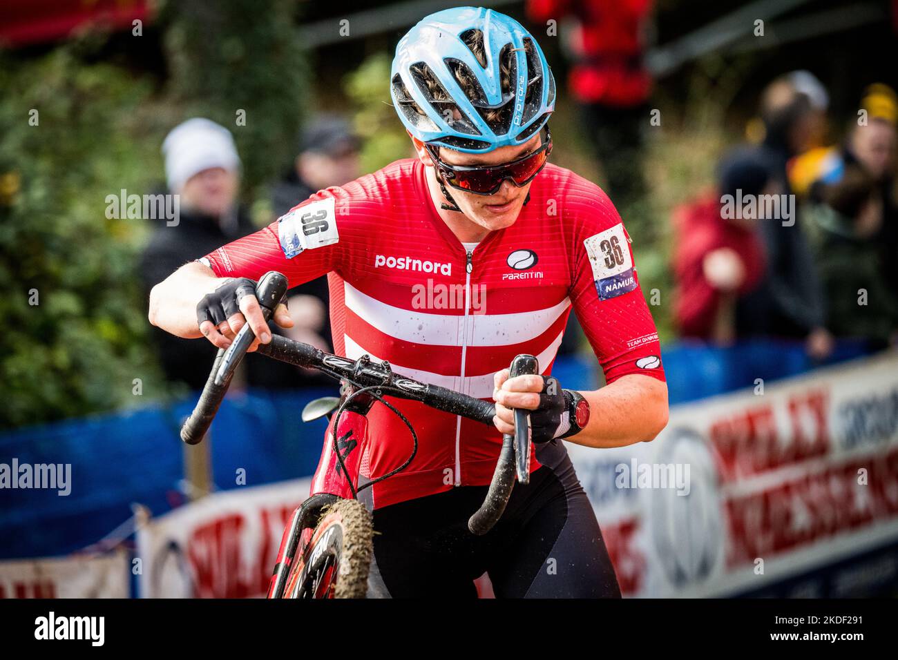 Daniel Weis Nielsen pictured in action during the junior men race at the European Championships cyclocross cycling, Sunday 06 November 2022, in Namur, Belgium. BELGA PHOTO JASPER JACOBS Stock Photo