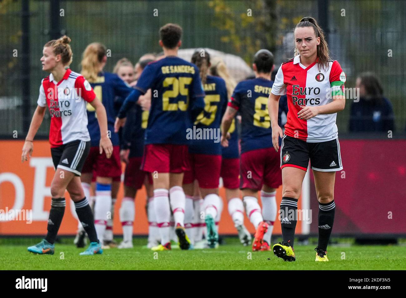 Rotterdam - Annouk Boshuizen of Feyenoord V1 reacts to the 0-1 during the match between Feyenoord V1 v Ajax V1 at Nieuw Varkenoord on 6 November 2022 in Rotterdam, Netherlands. (Box to Box Pictures/Tom Bode) Stock Photo