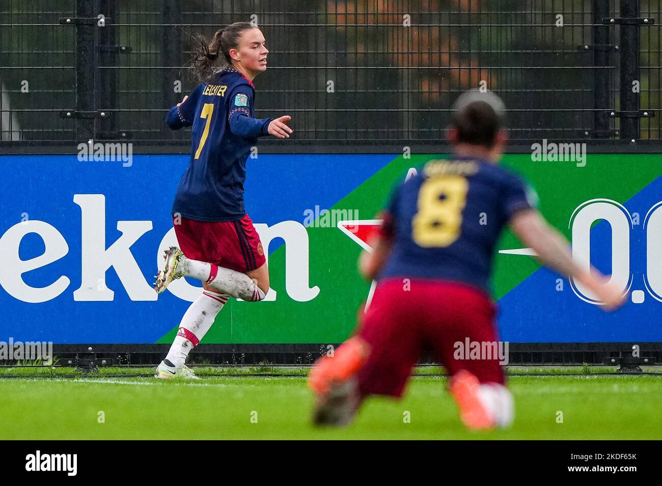 Rotterdam - Romee Leuchter of Ajax Vrouwen celebrates the 0-2 during the match between Feyenoord V1 v Ajax V1 at Nieuw Varkenoord on 6 November 2022 in Rotterdam, Netherlands. (Box to Box Pictures/Tom Bode) Stock Photo