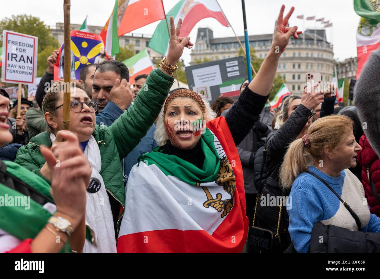 Protest continued in central London over the death of Mahsa Amini ...