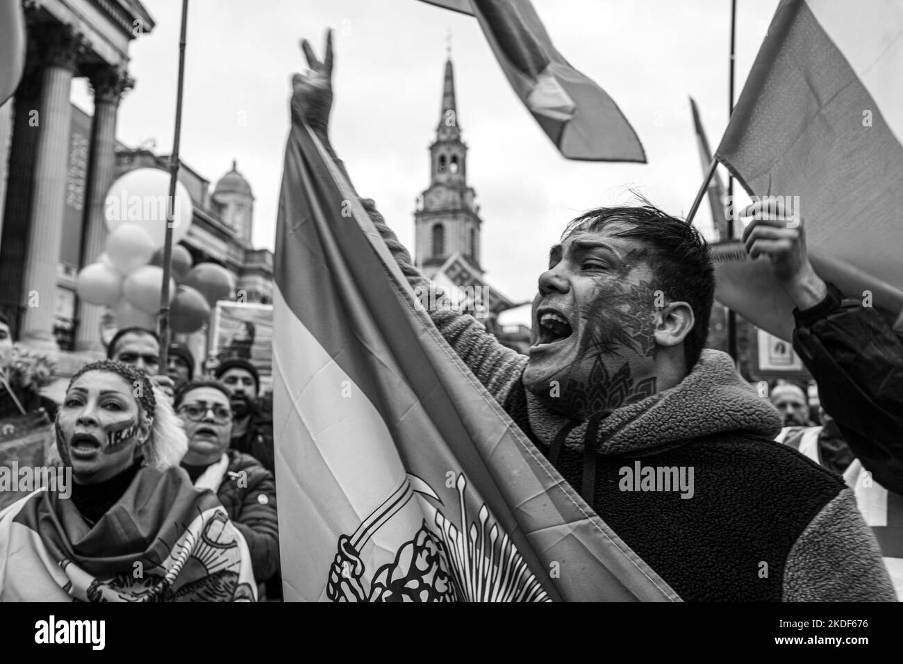 Protest continued in central London over the death of Mahsa Amini ...